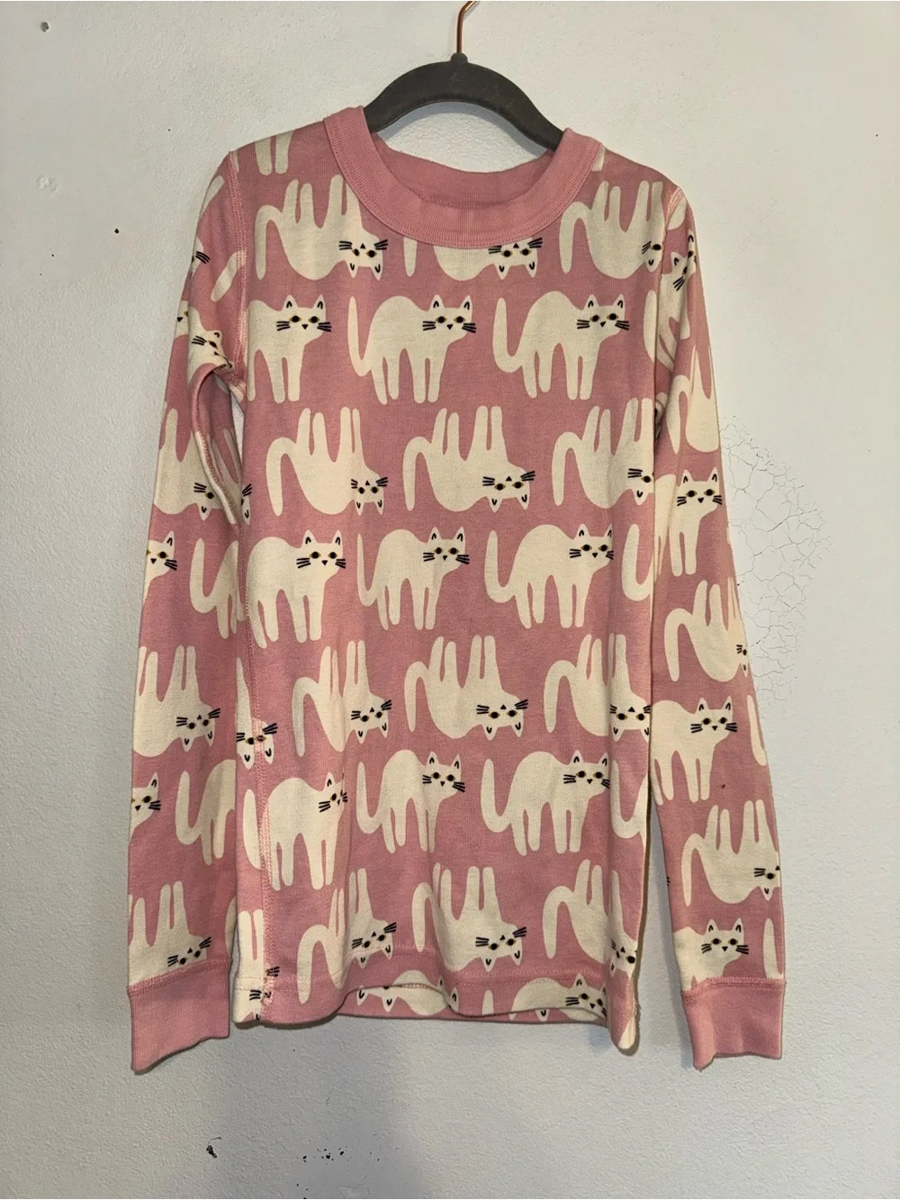 HANNA ANDERSSON Organic Long Johns Pajamas Cats Pink 140 (US 10) Halloween